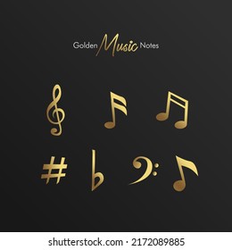 Gold Gradiant Music Notes Vector