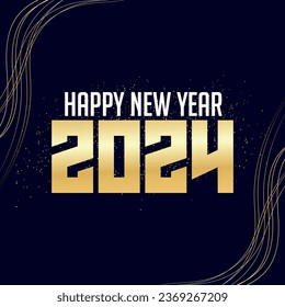 Gold Gradient 2024 Typography Design Template, 2024 Happy New Year Design