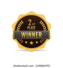 Gold Gradient 2nd place Silver ribbon Winner Gradient Medal Badge with laurel star decoration.