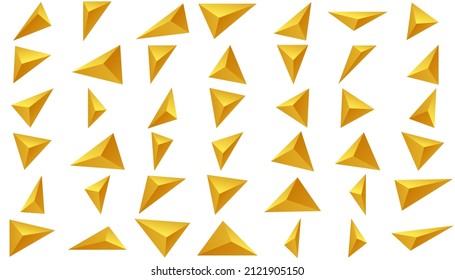 Piedras 3d de gradiente dorado sobre el fondo blanco. Ilustración vectorial.