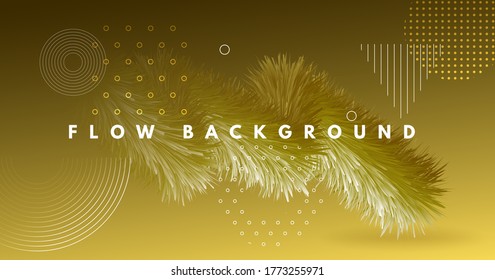 Gold Gradient Background. Fluid Dynamic Motion. Graphic Pattern. Vector Music Gradient Background. Creative Neon Design. Abstract Poster. Flow Color Bright Template. Gradient Background.