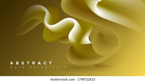 Gold Gradient Background. Neon Dynamic Motion. Vibrant Concept. Color Digital Gradient Background. Futuristic Fluid Shape. Abstract Cover. Wave Vector Modern Template. Gradient Background.