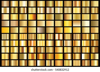 Gold gradient background vector icon texture metallic illustration for frame, ribbon, banner, coin and label. Realistic abstract golden design seamless pattern. Elegant light and shine vector template