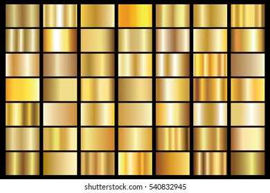 Gold gradient background vector icon texture metallic illustration for frame, ribbon, banner, coin and label. Realistic abstract golden design seamless pattern. Elegant light and shine vector template