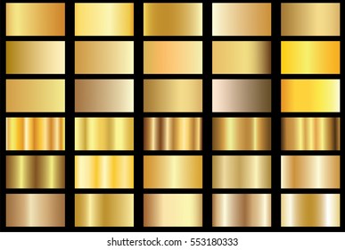 Gold gradient background vector icon texture metallic illustration for frame, ribbon, banner, coin and label. Realistic abstract golden design seamless pattern. Elegant light and shine vector template