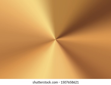 Gold gradient background, vector illustration. Conical golden metallic gradient, reflection steel concept. Smooth textured metallic material.