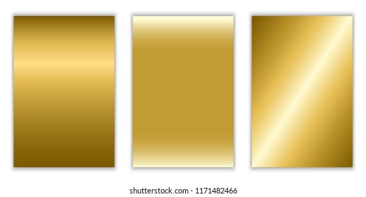 Gold Gradient Background Vector Texture Metallic. Golden Light And Shine. Editable Template Flyer Background For Banner Design, Web, Cover, Poster, Mobile App. Set Illustration, Eps 10.