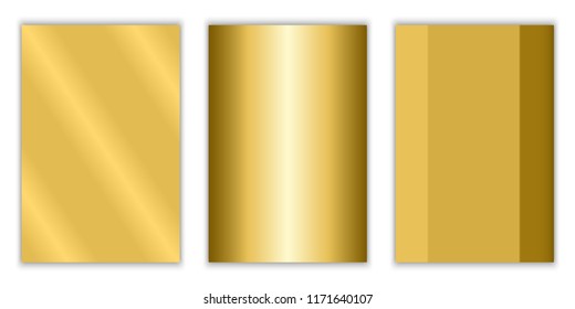 Gold Gradient Background Vector Texture Metallic. Golden Light And Shine. Editable Template Flyer Background For Banner Design, Web, Cover, Poster, Mobile App. Set Illustration, Eps 10.