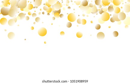 Gold Gradient Background. Yellow, Golden and Gold Circles on White Background. Vector Colorful Circles Confetti Isolated on White Background. Circles Confetti Fall From Top To Bottom. Postcard Design.