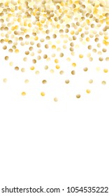 Gold Gradient Background. Yellow, Golden and Gold Circles on White Background. Vector Colorful Circles Confetti Isolated on White Background. Circles Confetti Fall From Top To Bottom. Postcard Design.