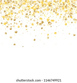 Gold Gradient Background. Yellow, Golden and Gold Circles on White Background. Vector Colorful Circles Confetti Isolated on White Background. Circles Confetti Fall From Top To Bottom. Postcard Design.