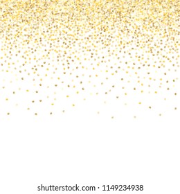 Gold Gradient Background. Yellow, Golden and Gold Circles on White Background. Vector Colorful Circles Confetti Isolated on White Background. Circles Confetti Fall From Top To Bottom. Postcard Design.
