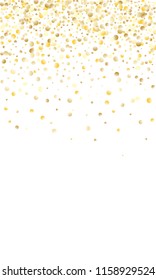 Gold Gradient Background. Yellow, Golden and Gold Circles on White Background. Vector Colorful Circles Confetti Isolated on White Background. Circles Confetti Fall From Top To Bottom. Postcard Design.