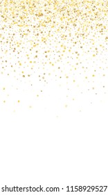 Gold Gradient Background. Yellow, Golden and Gold Circles on White Background. Vector Colorful Circles Confetti Isolated on White Background. Circles Confetti Fall From Top To Bottom. Postcard Design.