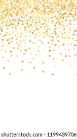 Gold Gradient Background. Yellow, Golden and Gold Circles on White Background. Vector Colorful Circles Confetti Isolated on White Background. Circles Confetti Fall From Top To Bottom. Postcard Design.