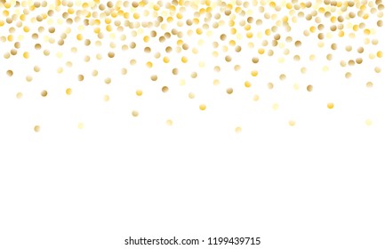 Gold Gradient Background. Yellow, Golden and Gold Circles on White Background. Vector Colorful Circles Confetti Isolated on White Background. Circles Confetti Fall From Top To Bottom. Postcard Design.