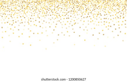 Gold Gradient Background. Yellow, Golden and Gold Circles on White Background. Vector Colorful Circles Confetti Isolated on White Background. Circles Confetti Fall From Top To Bottom. Postcard Design.