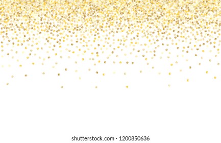 Gold Gradient Background. Yellow, Golden and Gold Circles on White Background. Vector Colorful Circles Confetti Isolated on White Background. Circles Confetti Fall From Top To Bottom. Postcard Design.