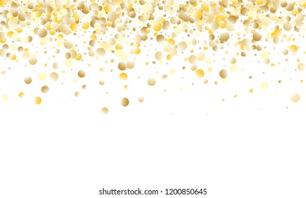 Gold Gradient Background. Yellow, Golden and Gold Circles on White Background. Vector Colorful Circles Confetti Isolated on White Background. Circles Confetti Fall From Top To Bottom. Postcard Design.