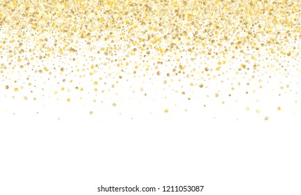 Gold Gradient Background. Yellow, Golden and Gold Circles on White Background. Vector Colorful Circles Confetti Isolated on White Background. Circles Confetti Fall From Top To Bottom. Postcard Design.