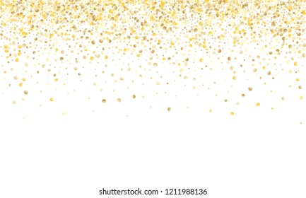 Gold Gradient Background. Yellow, Golden and Gold Circles on White Background. Vector Colorful Circles Confetti Isolated on White Background. Circles Confetti Fall From Top To Bottom. Postcard Design.