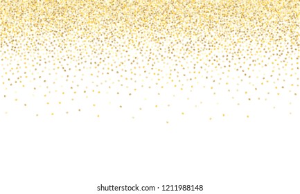 Gold Gradient Background. Yellow, Golden and Gold Circles on White Background. Vector Colorful Circles Confetti Isolated on White Background. Circles Confetti Fall From Top To Bottom. Postcard Design.