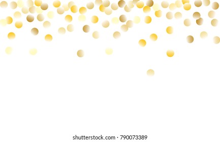 Gold Gradient Background. Yellow, Golden and Gold Circles on White Background. Vector Colorful Circles Confetti Isolated on White Background. Circles Confetti Fall From Top To Bottom. Postcard Design.
