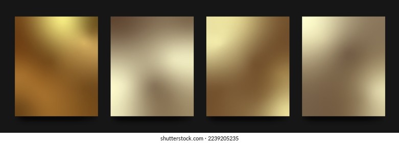 Juego de vectores de fondo de degradado dorado. Papel mural de gradiente dorado. Coloridos fondos vectoriales para portadas, fondos de pantalla, historias en medios sociales, banners, tarjetas de visita, diseño de marca, proyectos, pantalla