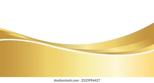 gold gradient for banner, golden wavy shape, gold wave curve on white background, golden wave corner shape for banner, stripes ribbon golden graphic, striped gold radient luxury