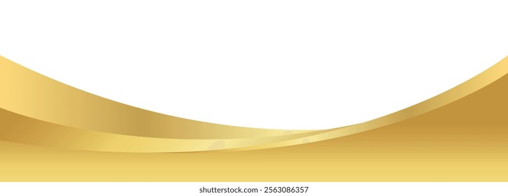 gold gradient for banner, golden wavy shape, gold wave curve on white background, golden wave corner shape for banner, stripes ribbon golden graphic, striped gold gradient luxury