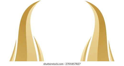 Gold gradient for banner, gold wavy shape, gold wave curve on white background, vector modern.