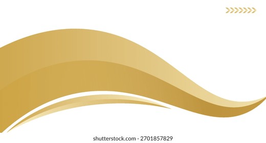 Gold gradient for banner, gold wavy shape, gold wave curve on white background, gold wave angle shape for banner.