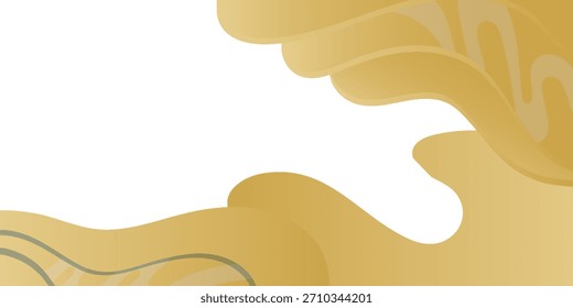 Gradiente de oro para el Anuncio, forma ondulada de oro, curva de onda de oro sobre fondo blanco, forma de ángulo de onda de oro para el Anuncio.
