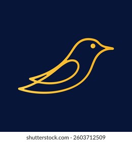 Gold Gradient Bird Logo. outline stock. 