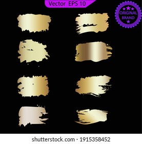 Goldene Farbverlauf-Pinselstriche, Pinsel, Linien. Künstlerische Design-Elemente. Farbverlauf-Pinselstriche, Pinsel, Linien. Künstlerische Design-Elemente. 