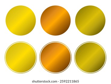 Gold Gradient Circle Icons Set – Metallic Button Design
