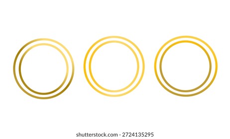 Círculo de gradiente de oro y signos ovalados aislados en el Vector de fondo blanco.