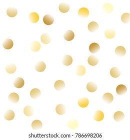 Gold gradient circles on a white background. Vector IIlustration. Golden circles on a white square background. Template for holiday designs, invitation, party, birthday, wedding.
