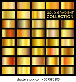 Gold gradient collection for fashion design. Vector illustration EPS 10. Isolated on black background.