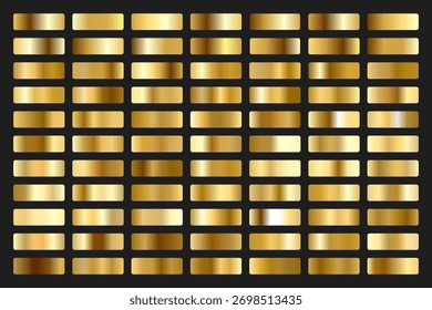 Gold Gradient Collection - Amostras de ouro brilhante metálico definido no fundo preto