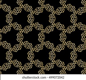 gold gradient color on black background. Abstract floral seamless pattern. geometry design. Vector. For the design, printing, interior design. Seamless pattern.