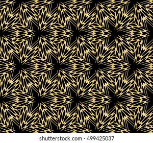 gold gradient color on black background. Abstract floral seamless pattern. geometry design. Vector. For the design, printing, interior design. Seamless pattern.