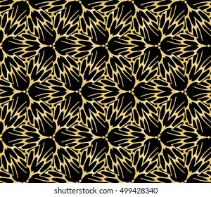 gold gradient color on black background. Abstract floral seamless pattern. geometry design. Vector. For the design, printing, interior design. Seamless pattern.