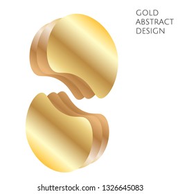 Gold gradient colored shape, abstract modern liquid geometric element template. Vector eps10 illustration.
