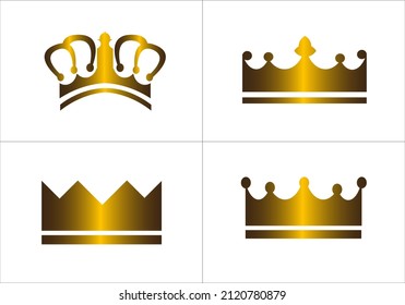 Juego de iconos de la corona de gradiente dorado. Colección de premios de la corona para ganadores, campeones, liderazgo. Elementos vectoriales aislados para logotipo, etiqueta, juego, hotel, diseño de aplicaciones. 