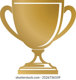 Gold gradient cup isolated on transparent background. Flat illustration of victory trophy. Award winner golden Tropy design. Champion sign. Leadership happy successful. Victory prize tropy graphic