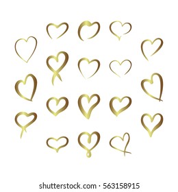Gold gradient foil hearts set, Valentine day love golden luxury vintage wedding  invitation design