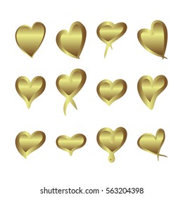 Gold gradient foil hearts set, Valentine day love golden luxury vintage wedding  invitation design