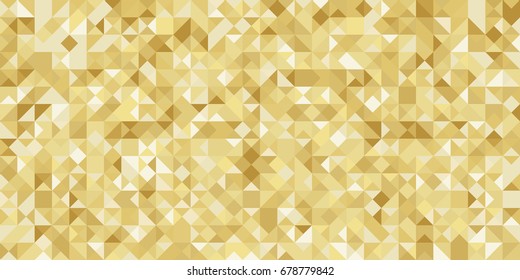 Gold gradient geometric greeting card, banner, seamless pattern. Vector luxury background