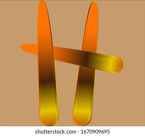 Gold gradient logo, letter H
